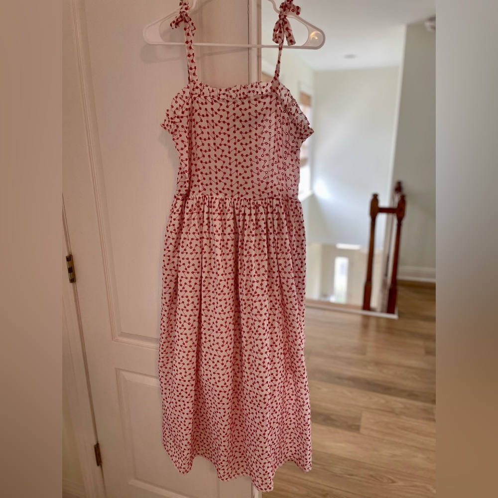 Printed tie strap midi dress